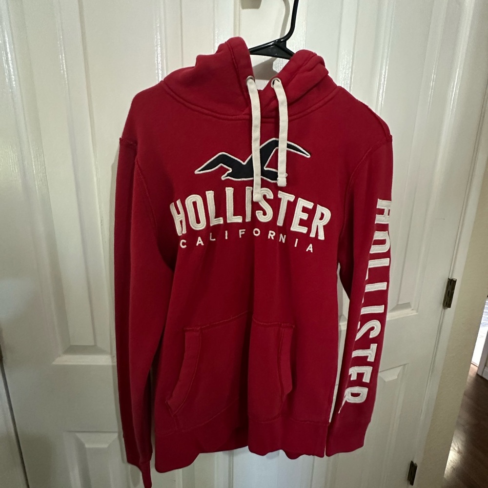 Hollister Red Sweater with Logo and Hood